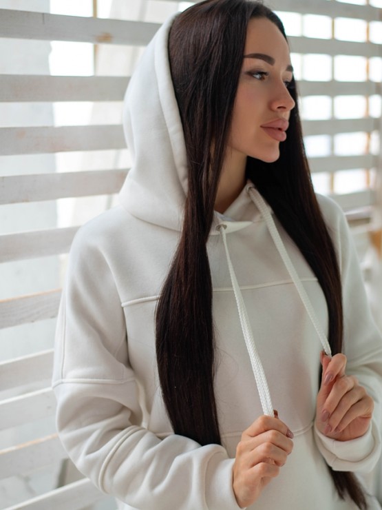 Жіночий худи на флісі з капюшоном Oversize - "Оллі" - молоко 2