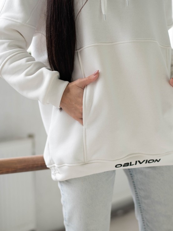 Жіночий худи на флісі з капюшоном Oversize - "Оллі" - молоко 4