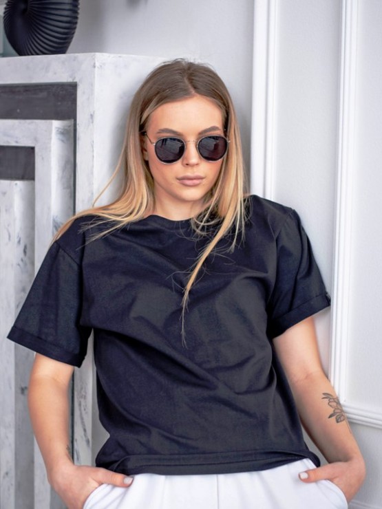 Футболка базова - чорна  - oversize -"Аніка" 5