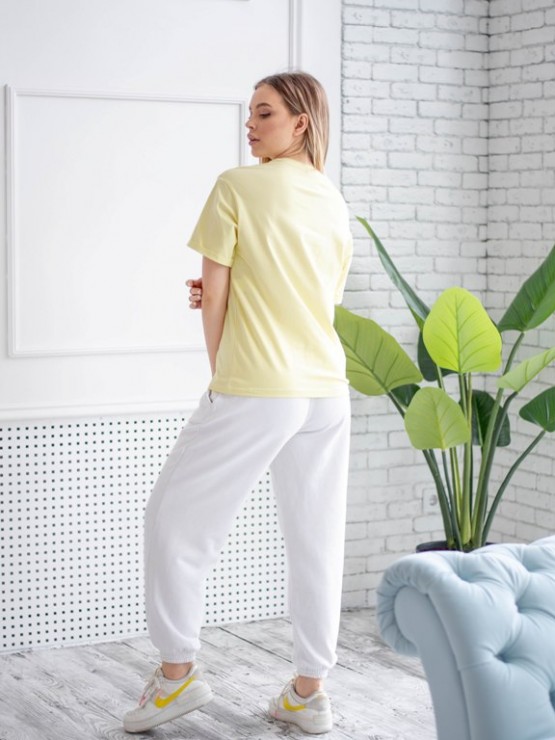 Жіноча футболка - оверсайз - лимонна з принтом MTV 2