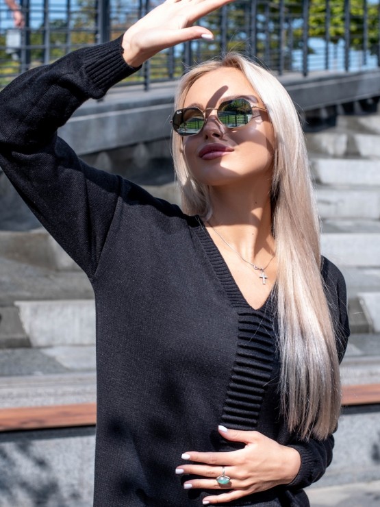 Тепла довга сукня - Машинна в'язка - "Одрі" - Чорна 6