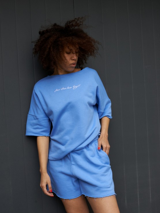Костюм вільного крою - Футболка, шорти - Софія - Блакитний Костюм вільного крою - Футболка, шорти - Софія - Блакитний 7