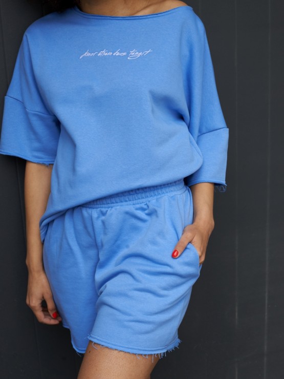 Костюм вільного крою - Футболка, шорти - Софія - Блакитний Костюм вільного крою - Футболка, шорти - Софія - Блакитний 8