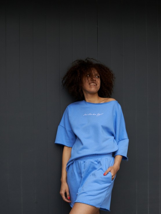 Костюм вільного крою - Футболка, шорти - Софія - Блакитний Костюм вільного крою - Футболка, шорти - Софія - Блакитний 9