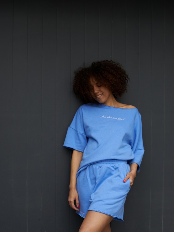 Костюм вільного крою - Футболка, шорти - Софія - Блакитний Костюм вільного крою - Футболка, шорти - Софія - Блакитний 10