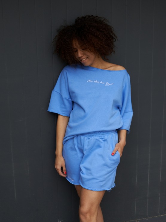 Костюм вільного крою - Футболка, шорти - Софія - Блакитний Костюм вільного крою - Футболка, шорти - Софія - Блакитний 11