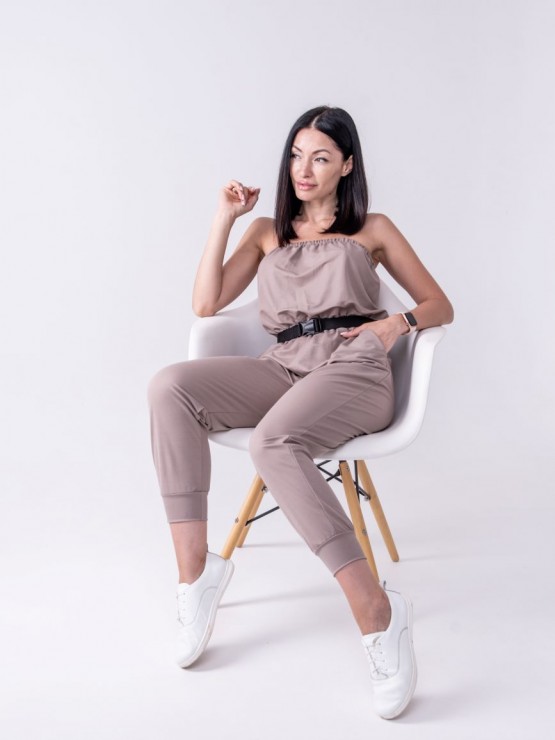 Комбинезон женский - летний - трикотаж - «Лия» - Бежевый 4