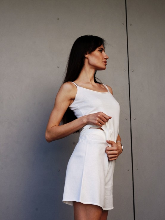 Костюм шорти та майка - Машинна в'язка - "Глорія" - Молочний 6