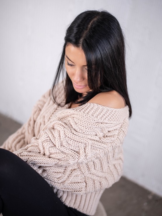 Укорочений кардиган із гудзиками - one size - "FLORA" - Бежевий 1