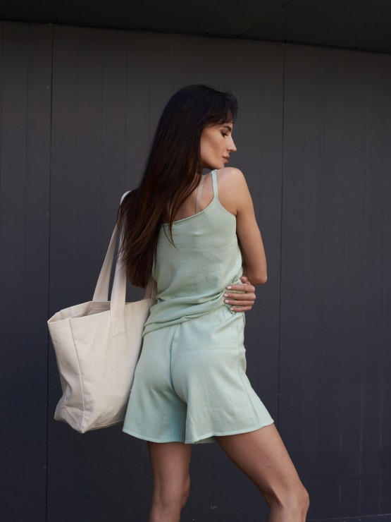 Костюм шорты и майка - Машинная вязка - "Глория" - Оливковый 3