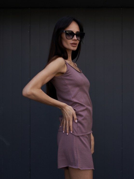 Костюм шорти та майка - Машинна в'язка - "Глорія" - Слива 2