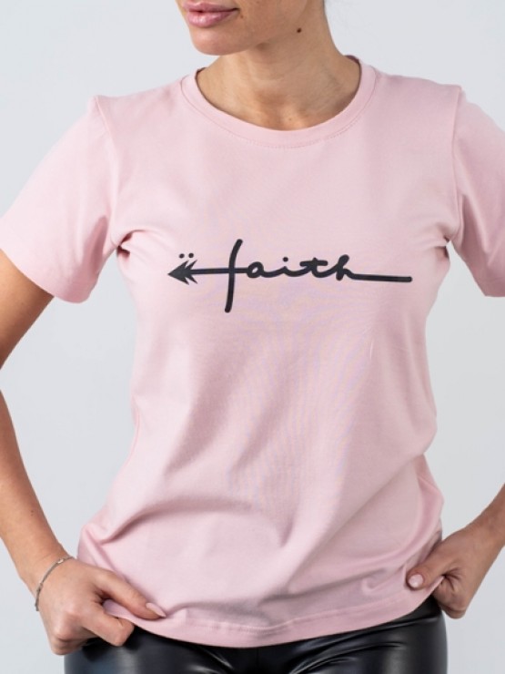 Женская футболка - свободный крой - Хлопок - "Файт" - Пудра 