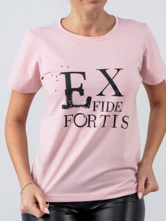 Женская футболка свободного кроя - Хлопок - "Элис" - Пудра 