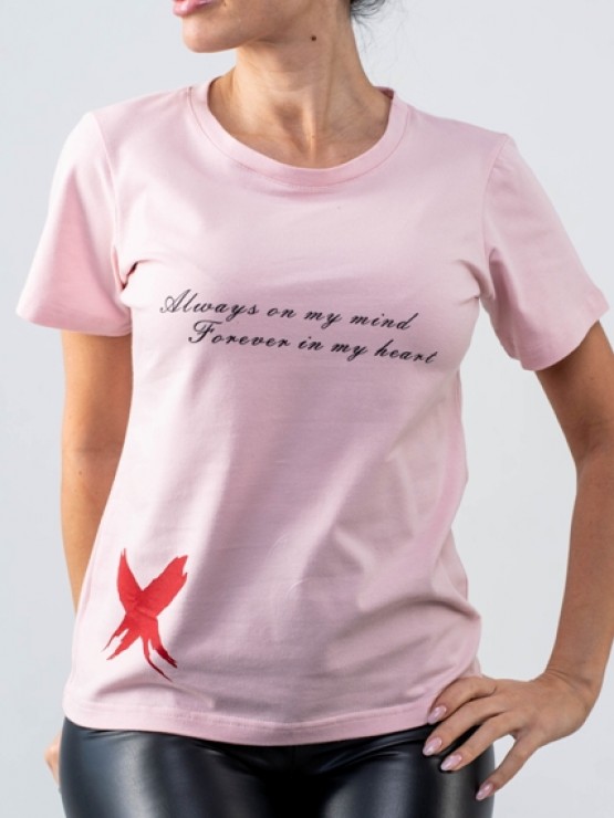 Женская футболка - Хлопок - "Камилла" - Пудра 