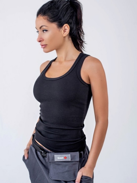 Майка женская - Рубчик - Черный 1