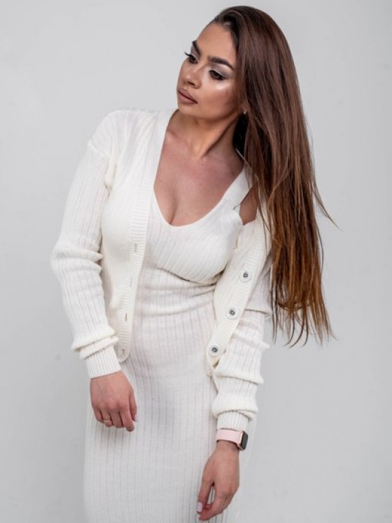 Женская вязаная кофта "Элизабет" - Молоко 4