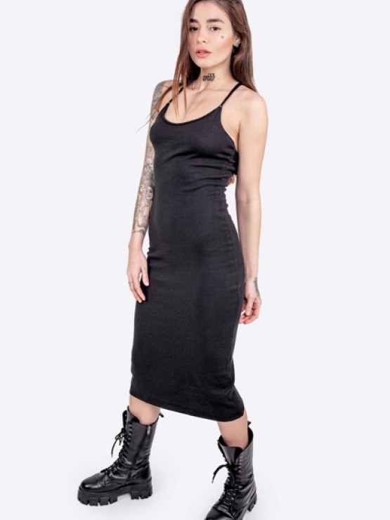 Жіноча сукня з відкритою спиною - машинна в'язка - "Ірис" - Чорна 