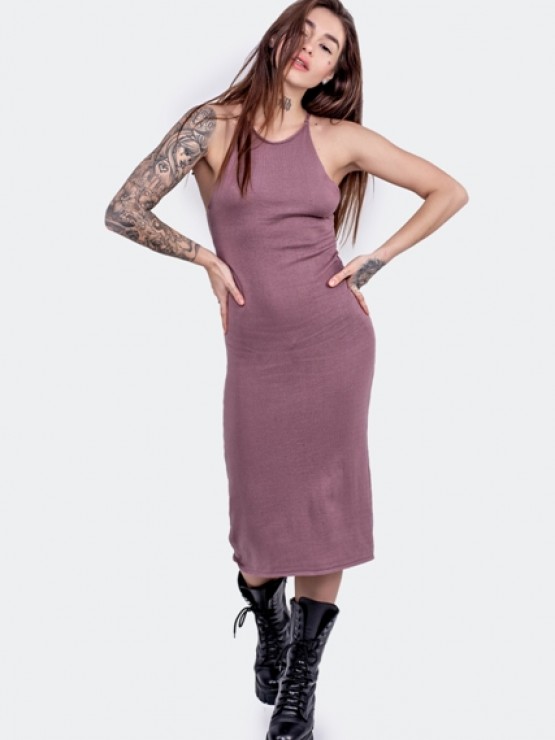 Жіноча сукня з відкритою спиною - машинна в'язка - "Ірис" - Слива 1