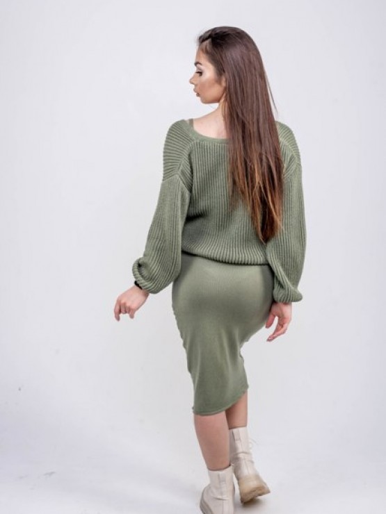 Женская вязаная кофта - Хлопок -Шерсть - Акрил - "Келли" - Хаки Женская вязаная кофта - Хлопок -Шерсть - Акрил - "Келли" - Хаки 4