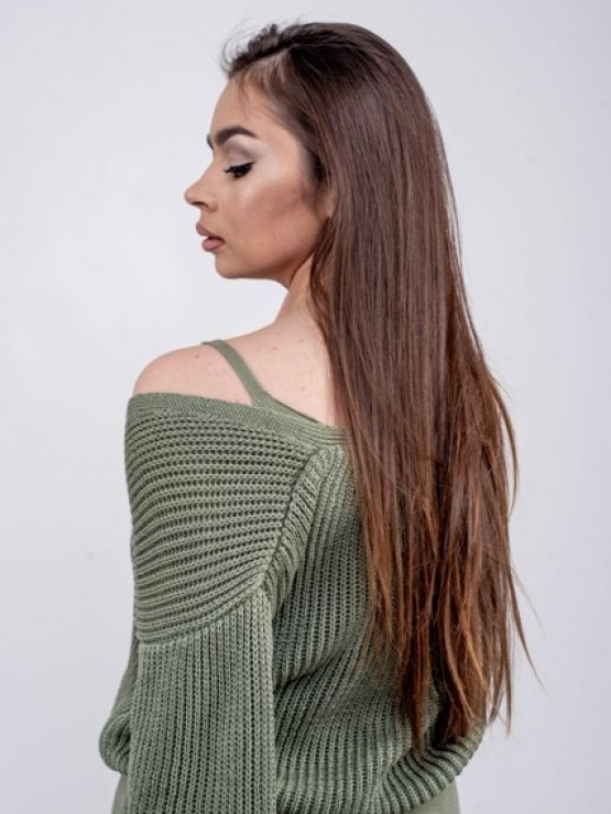 Женская вязаная кофта - Хлопок -Шерсть - Акрил - "Келли" - Хаки Женская вязаная кофта - Хлопок -Шерсть - Акрил - "Келли" - Хаки 6