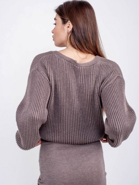 Женская вязаная кофта - Хлопок -Шерсть - Акрил - "Келли" - Шоколад Женская вязаная кофта - Хлопок -Шерсть - Акрил - "Келли" - Шоколад 3