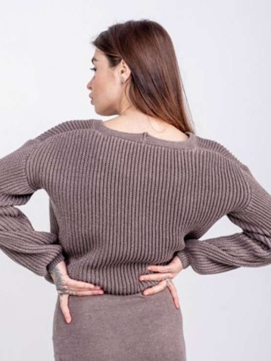 Женская вязаная кофта - Хлопок -Шерсть - Акрил - "Келли" - Шоколад Женская вязаная кофта - Хлопок -Шерсть - Акрил - "Келли" - Шоколад 4