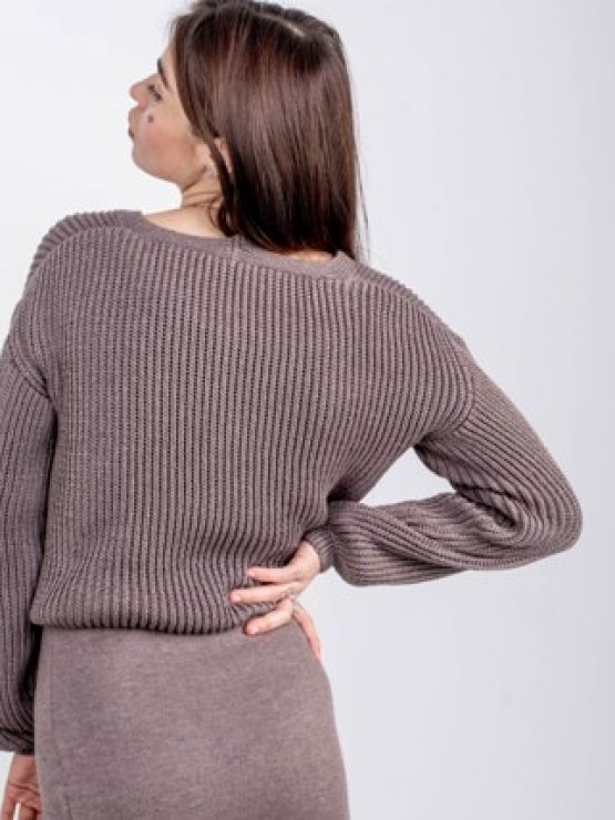Женская вязаная кофта - Хлопок -Шерсть - Акрил - "Келли" - Шоколад Женская вязаная кофта - Хлопок -Шерсть - Акрил - "Келли" - Шоколад 5