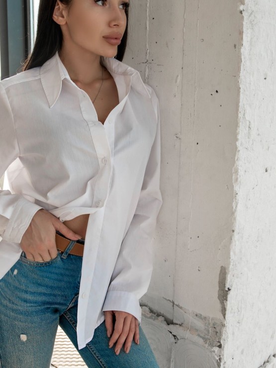 Жіноча сорочка - Чоловічий крій - Бавовна - "Олівія" - Біла 1