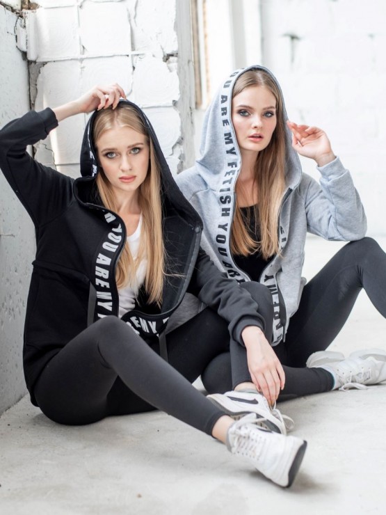 Женская кофта с капюшоном - Трехнитка - «Меган» - Серый 1