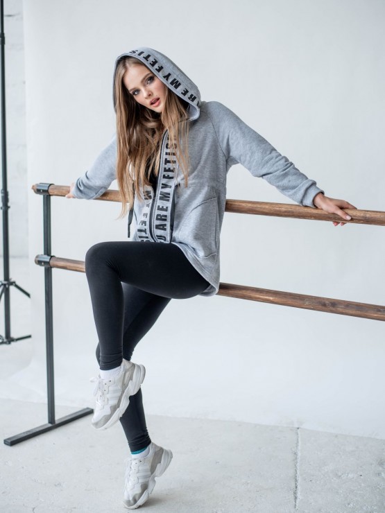 Женская кофта с капюшоном - Трехнитка - «Меган» - Серый 4