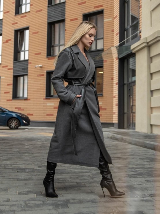 Зимове кашемірове на утеплювачі "Джетта" - Сірий 1