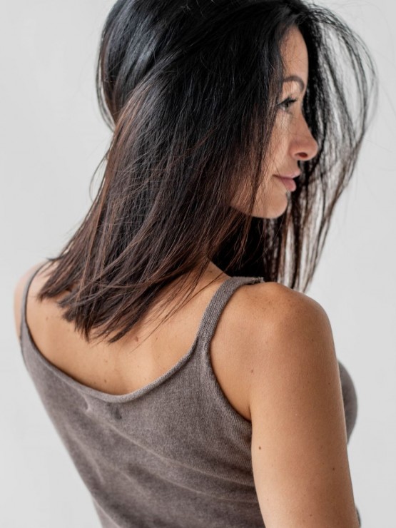 Женская майка - Машинная вязка - Коричневая 4