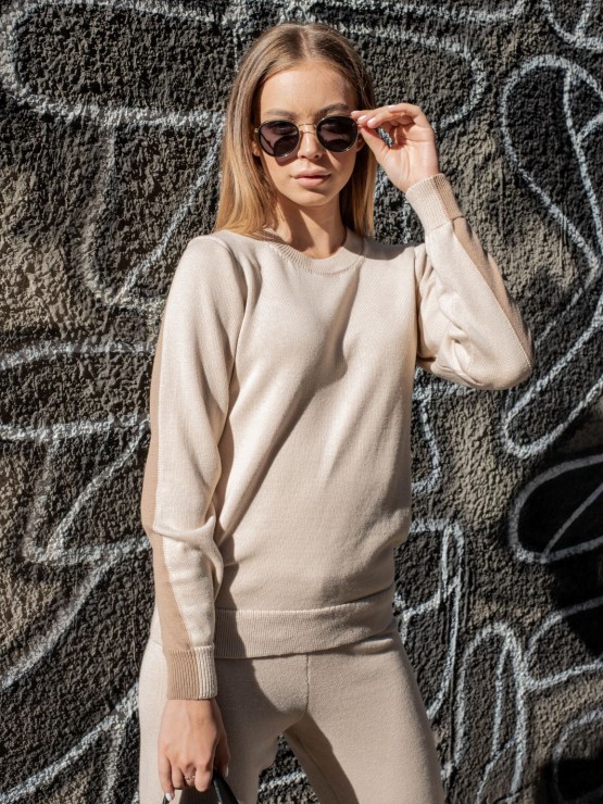 Женский костюм  мелкой вязки  - «Кристина» - Бежевый Женский костюм  мелкой вязки  - «Кристина» - Бежевый 3