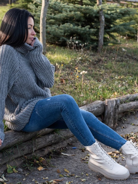 Светр крупної в’зки сірий «Джоллі» (Сірий) 2