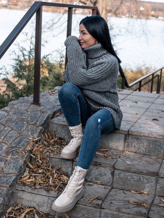 Светр крупної в’зки сірий «Джоллі» (Сірий) 3