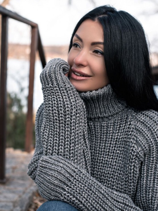 Светр крупної в’зки сірий «Джоллі» (Сірий) 4