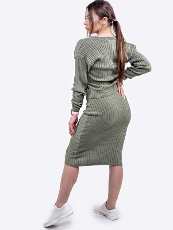 Женская вязаная кофта "Элизабет" - Хаки 3