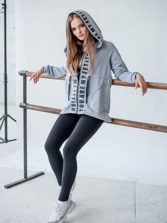 Женская кофта с капюшоном - Трехнитка - «Меган» - Серый 2