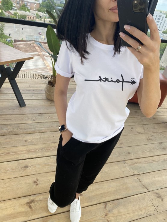 Жіноча футболка - вільний крій - Бавовна - "Файт" - Білий 2