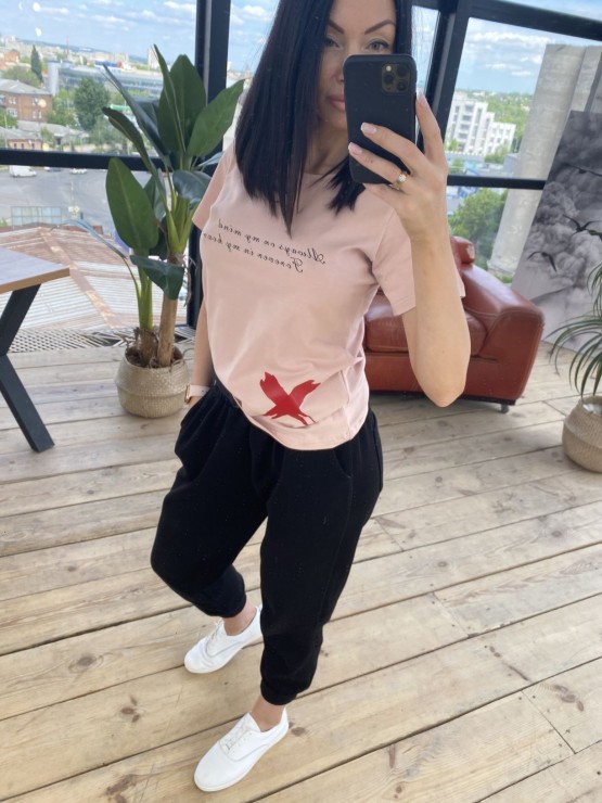 Жіноча футболка - Бавовна - "Камілла" - Пудра 2