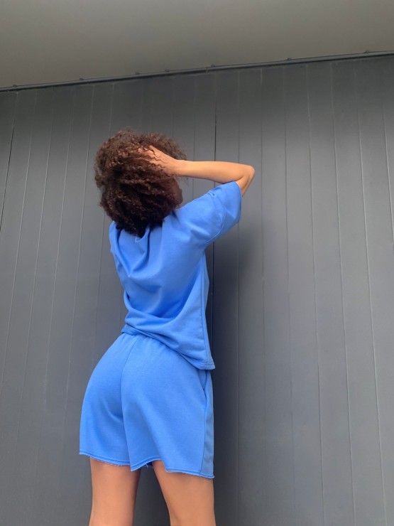 Костюм вільного крою - Футболка, шорти - Софія - Блакитний Костюм вільного крою - Футболка, шорти - Софія - Блакитний 4