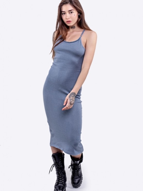 Жіноча сукня з відкритою спиною - машинна в'язка - "Ірис" - Графіт 5