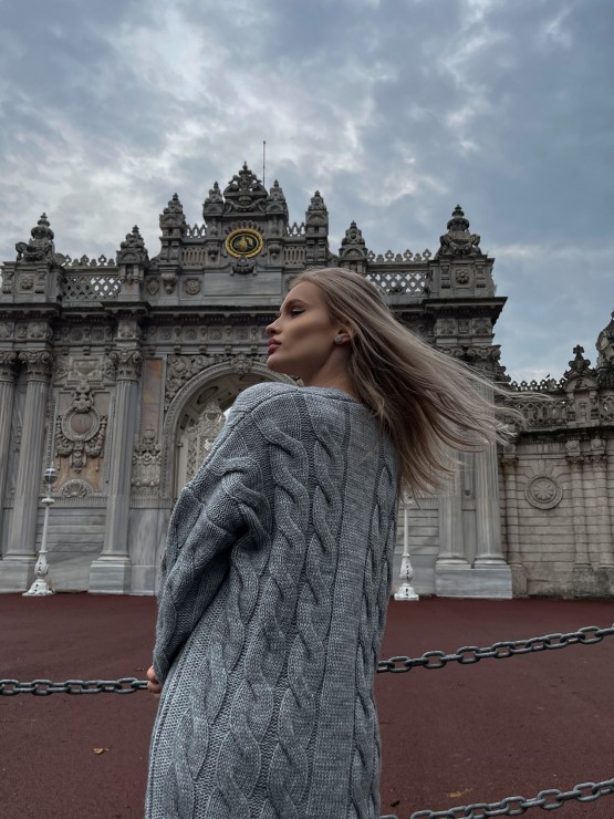 Кардиган Тифанни(серый) машинная вязка 2