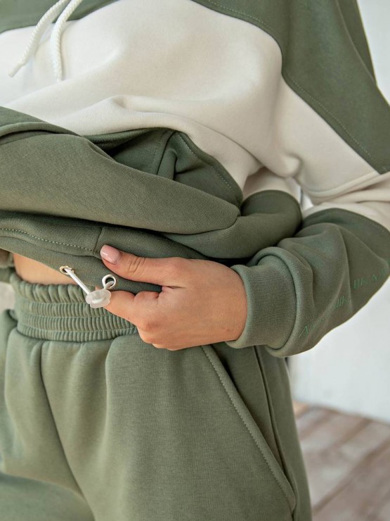 Костюм жіночий - Триніка на флісі -oversize - "Моніка" - Хакі 2