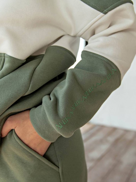 Костюм жіночий - Триніка на флісі -oversize - "Моніка" - Хакі 4