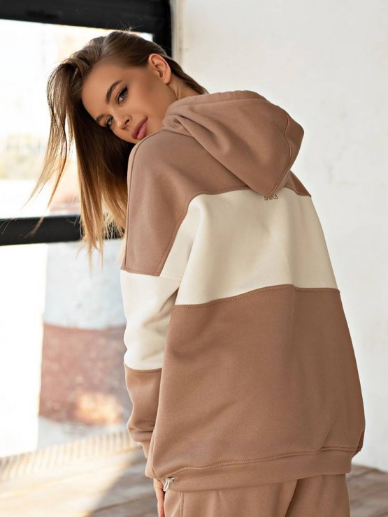 Костюм жіночий - Триніка на флісі -oversize - "Моніка" - Кава 3