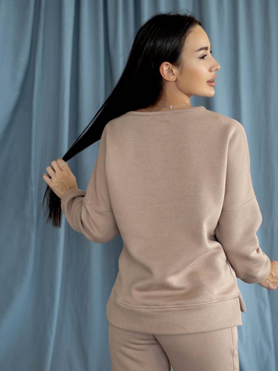 Жіночий костюм - Тринитка на флісі - «Белла» - Кава 1