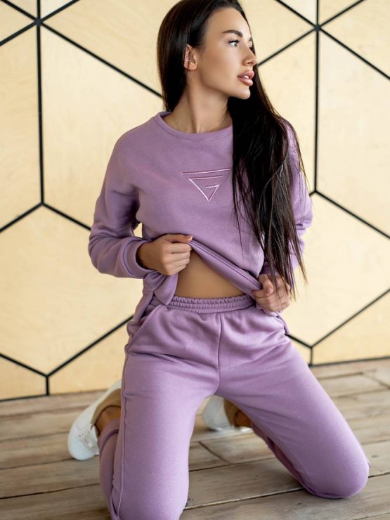 Жіночий костюм - Тринитка на флісі - «Белла» - Ліловий 1