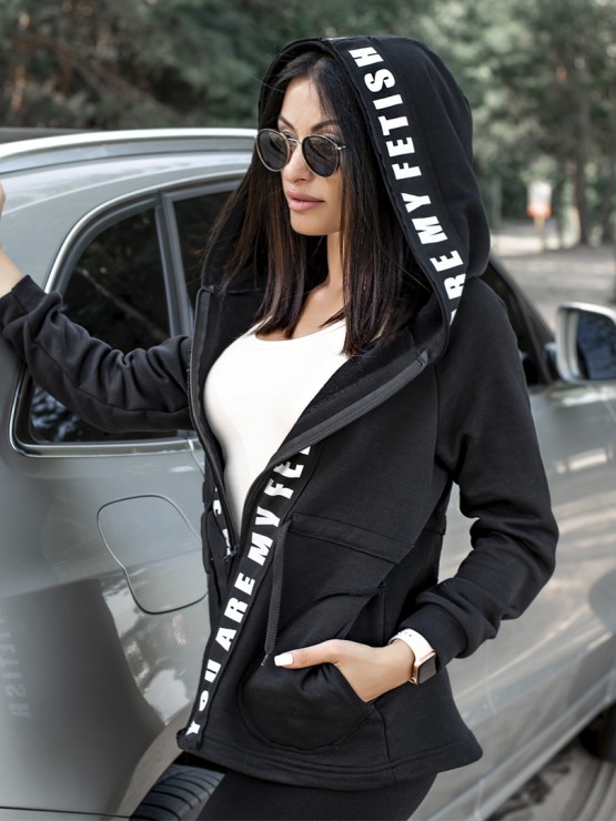 Женская кофта с капюшоном - Трехнитка - «Меган» - Черный 4