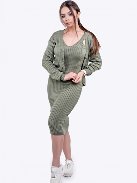 Женская вязаная кофта "Элизабет" - Хаки 4